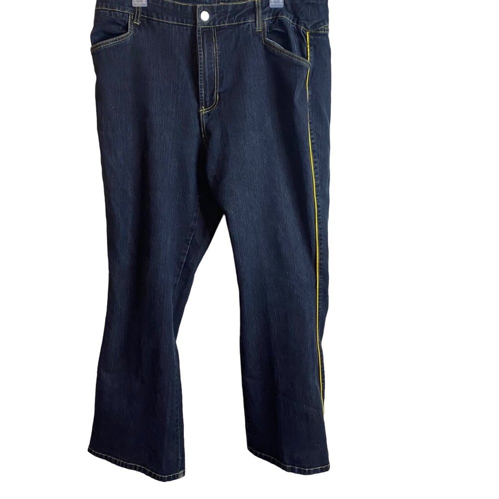 Crest Jeans Collection dark wash and yellow jeans size 38